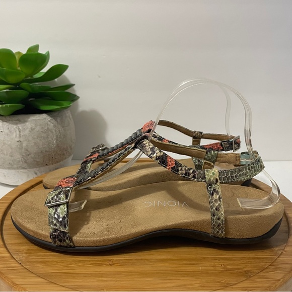 Vionic Navassa Snakeskin Sandal Tropical Crystal‎ T Strap Comfort Slingback Sz 9 - Picture 1 of 9